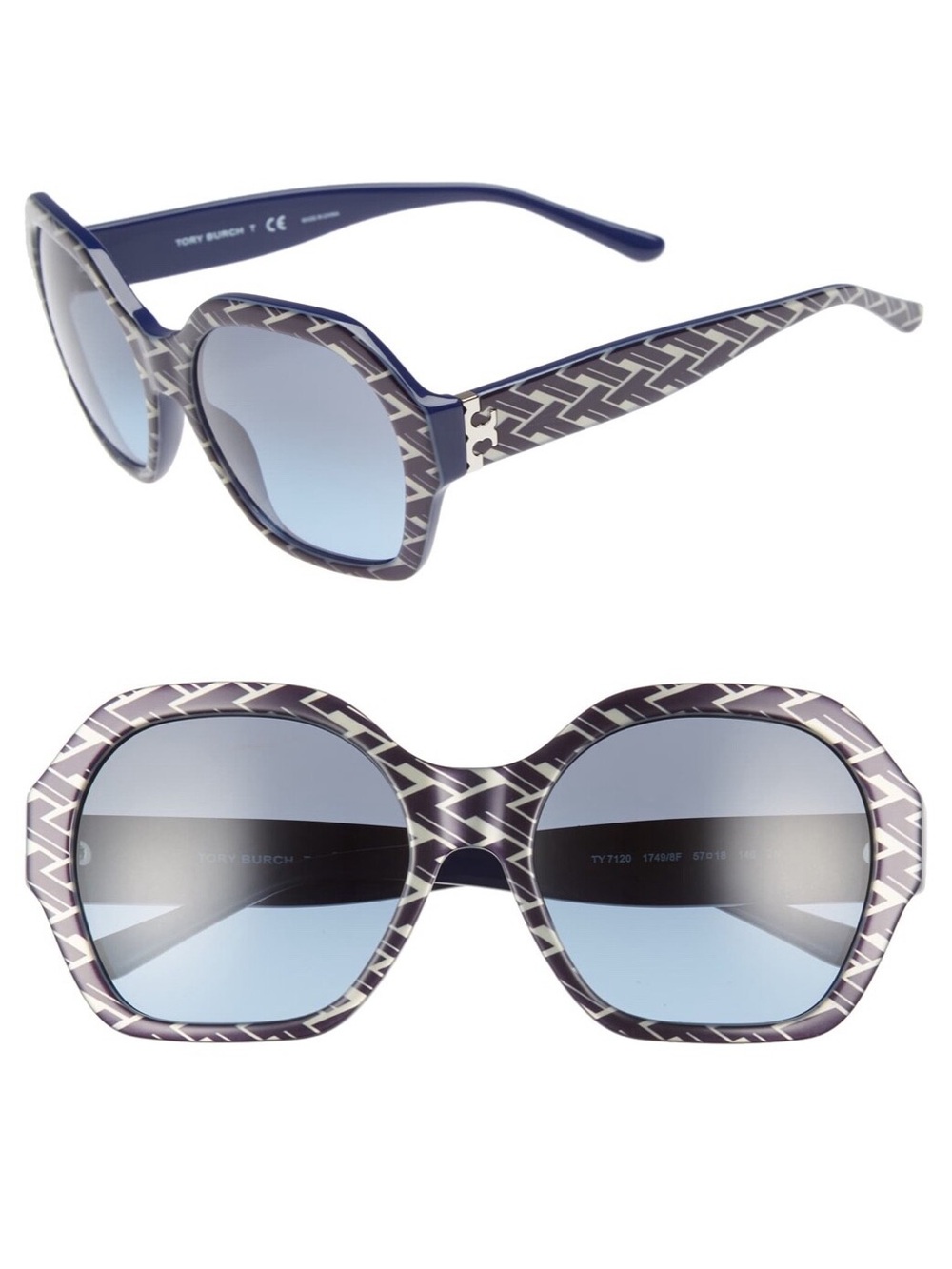 Tory Burch TY7120 Navy Hexagonal Oversized Women's Sunglasses